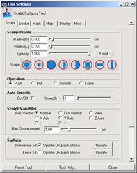 圖 6-2 表面畫筆雕刻工具的 Tool Settings 對(duì)話框