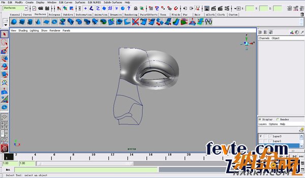 maya nurbs制作高精度生物模型詳解 飛特網(wǎng) maya建模教程