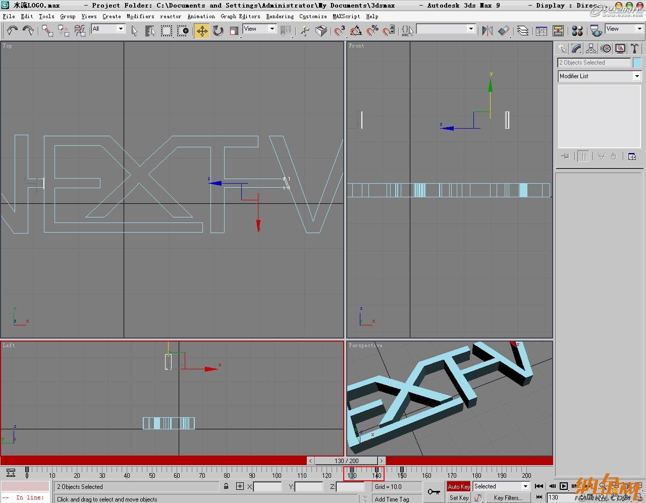 3dsmax打造水流形成的標(biāo)志 飛特網(wǎng) 3dsamx動畫教程