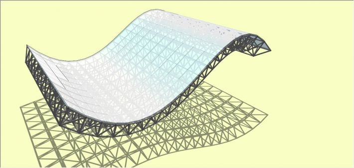 sketchup建模教程：曲面桁架建模教程